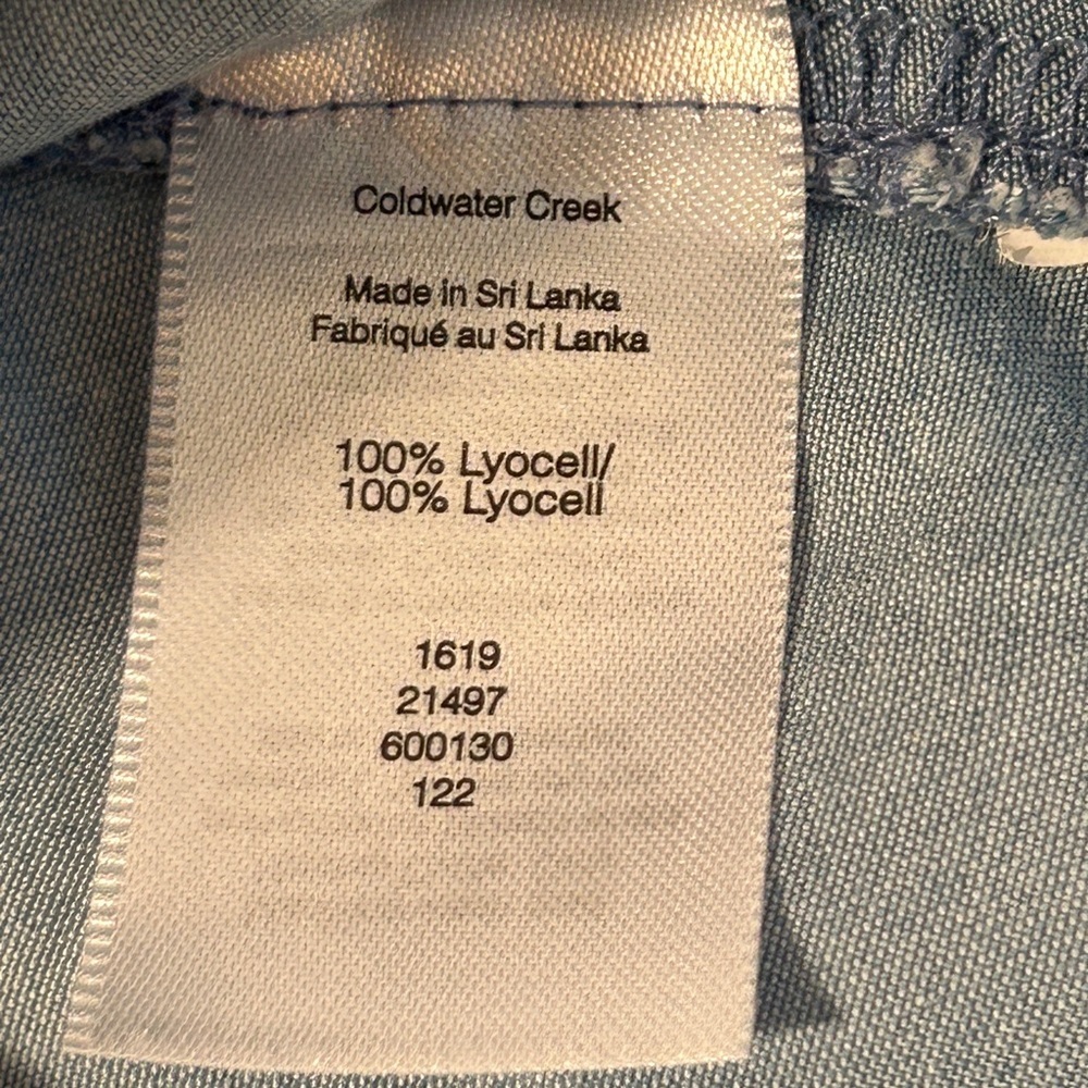 Coldwater Creek Chambray 3/4 Sleeve White Hearts Size Small Valentine’s Day - Picture 9 of 10